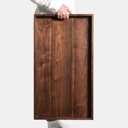 Plateau de service rectangulaire KINWELL en bois de noyer noir, style ottoman