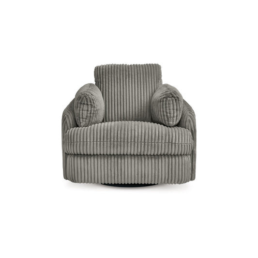 Fauteuil inclinable manuel pivotant Rikki, velours côtelé gris, 2 coussins