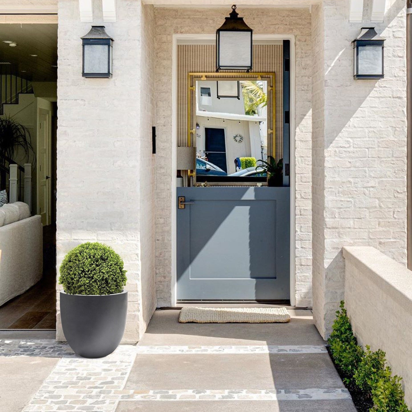 Pot de fleurs conique rond en oxyde de magnésium (MgO), pour intérieur et extérieur