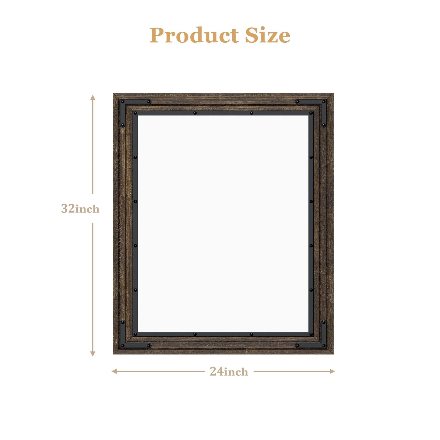 Miroir mural rustique à cadre en bois, miroir de salle de bain en bois naturel