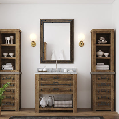 Miroir mural rustique à cadre en bois, miroir de salle de bain en bois naturel