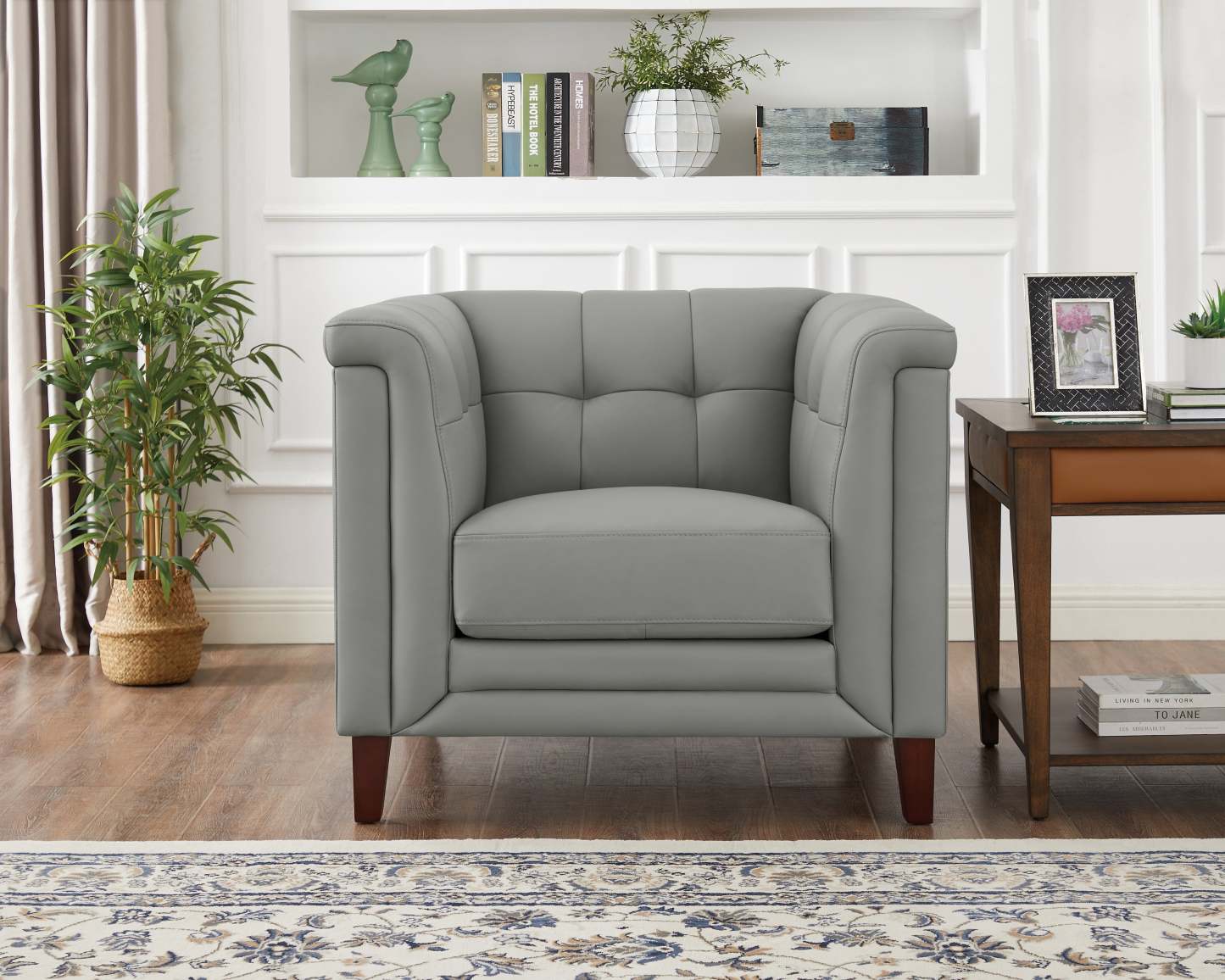 Fauteuil Bodie en cuir de Hydeline - gris