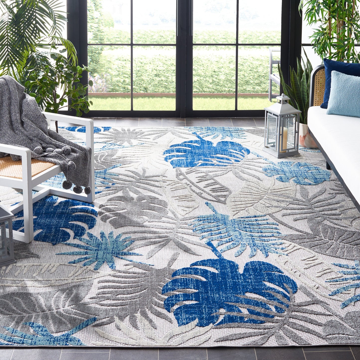 Tapis de patio imperméable à motif floral SAFAVIEH Cabana Arik pour intérieur/extérieur