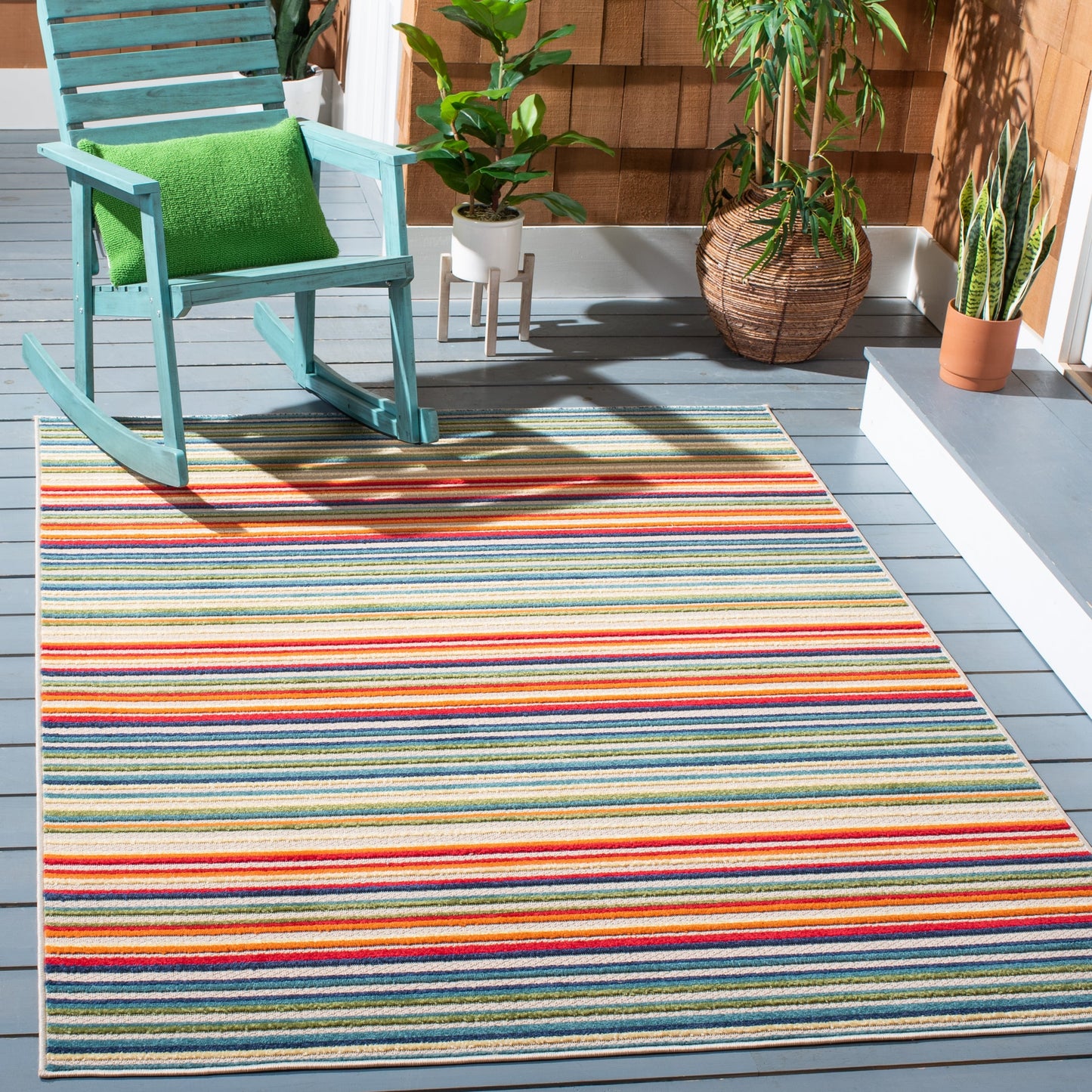 Tapis de patio imperméable à rayures SAFAVIEH Cabana Gafia pour intérieur/extérieur