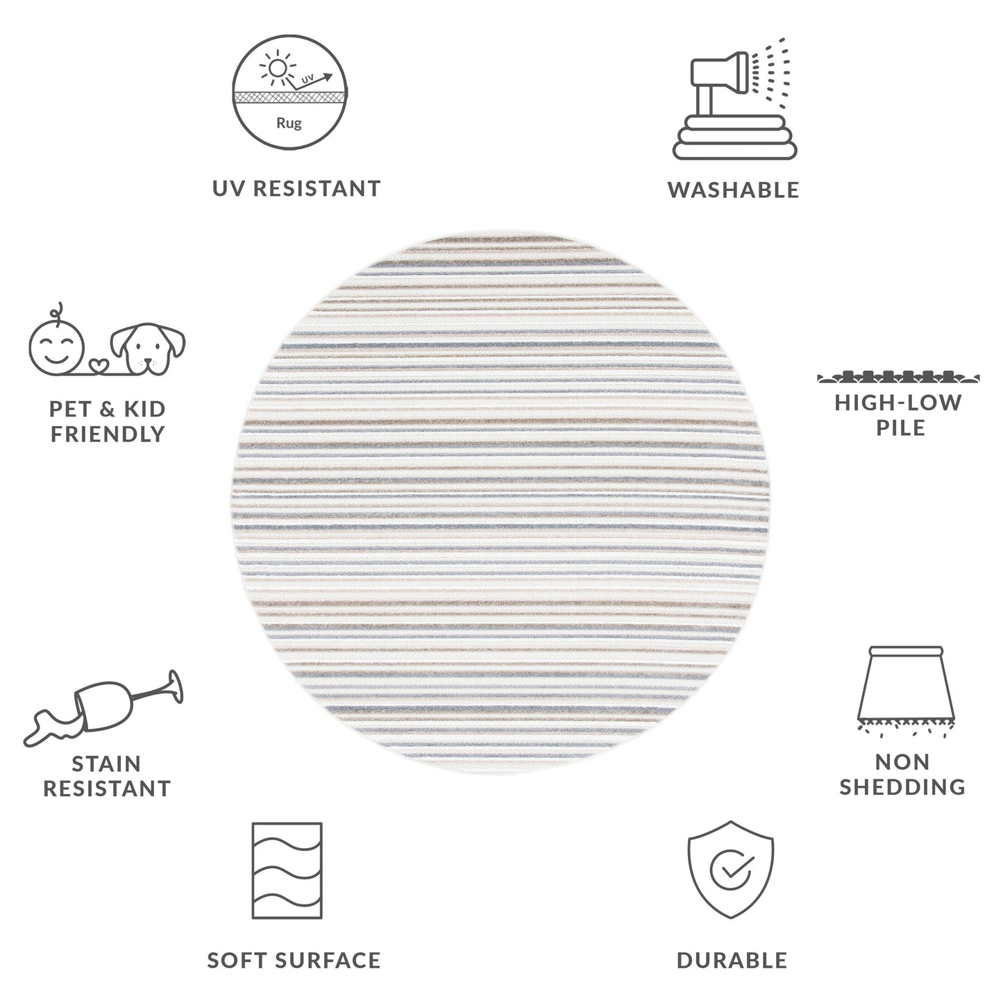 Tapis de patio imperméable à rayures SAFAVIEH Cabana Gafia pour intérieur/extérieur