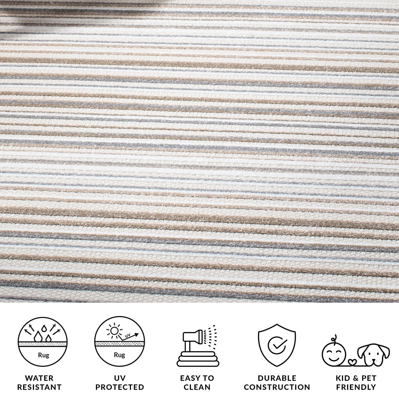 Tapis de patio imperméable à rayures SAFAVIEH Cabana Gafia pour intérieur/extérieur