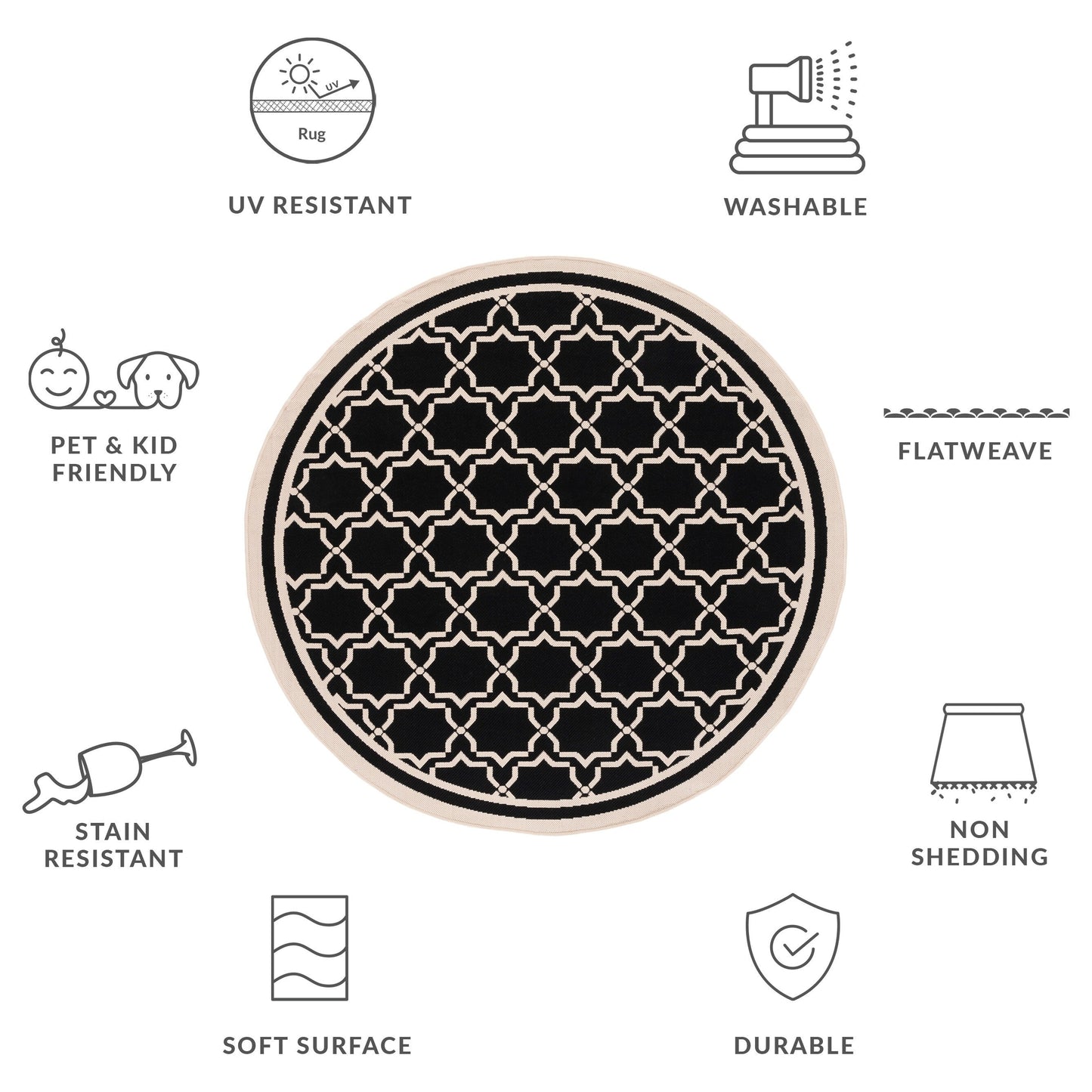 Tapis de jardin imperméable SAFAVIEH Courtyard Gulsin pour intérieur/extérieur