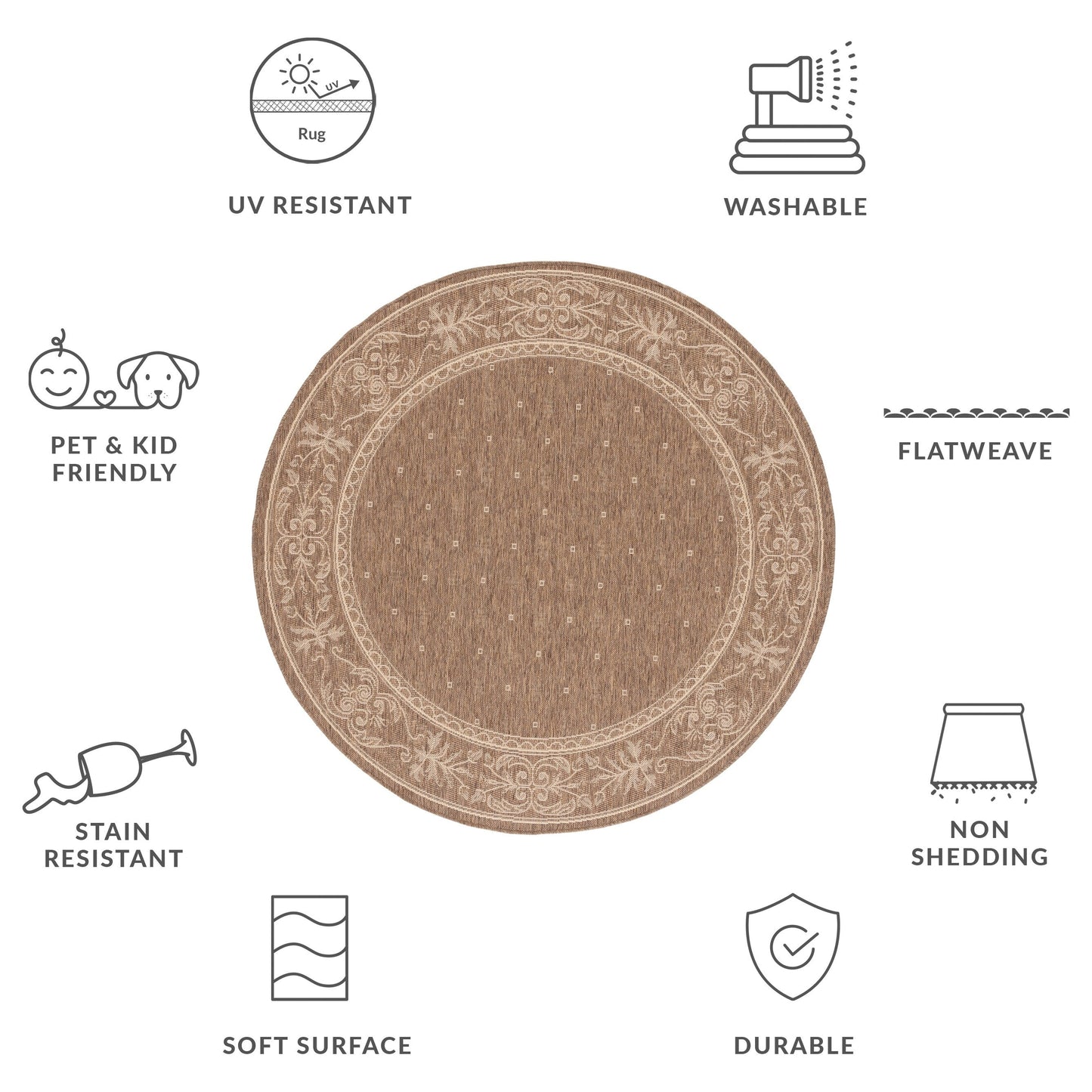 Tapis de jardin imperméable SAFAVIEH Courtyard Hendrina pour intérieur/extérieur