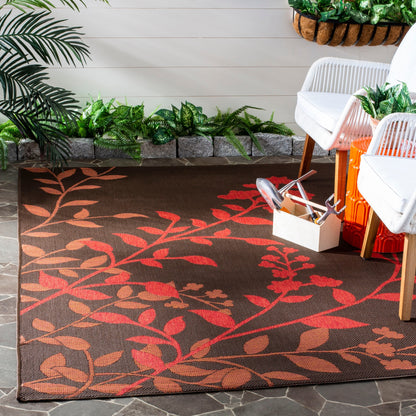 Tapis de jardin SAFAVIEH Courtyard Luann Botanical imperméable pour intérieur/extérieur, terrasse ou jardin