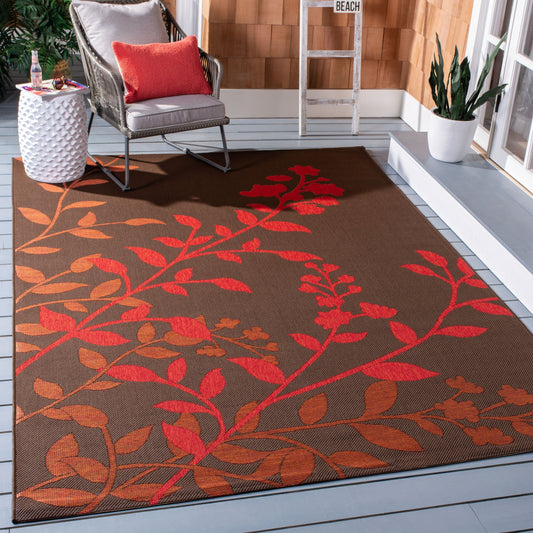 Tapis de jardin SAFAVIEH Courtyard Luann Botanical imperméable pour intérieur/extérieur, terrasse ou jardin