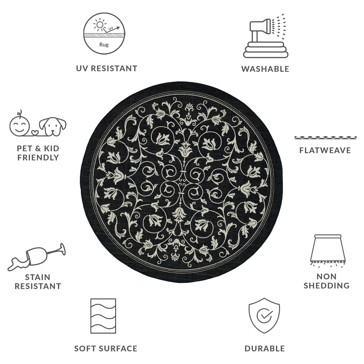 Tapis de jardin/terrasse imperméable SAFAVIEH Courtyard Miljeta