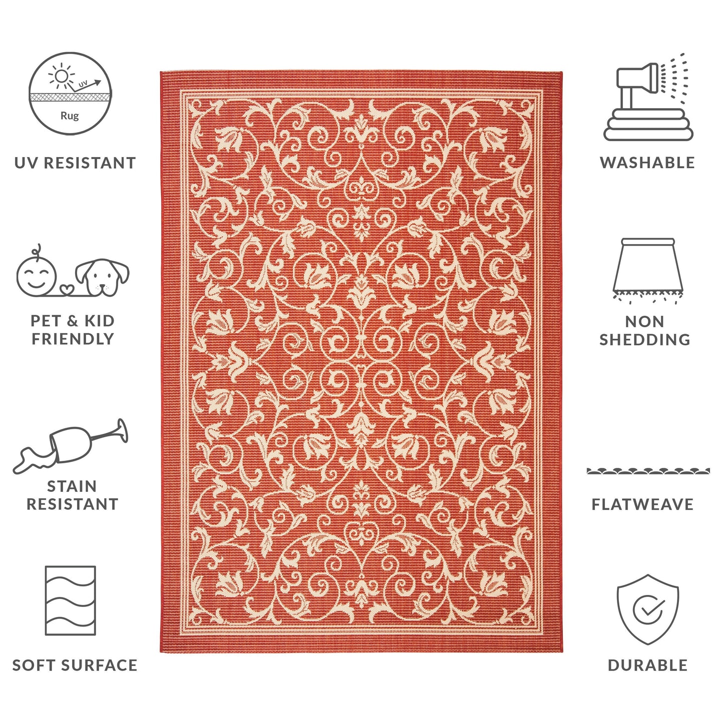 Tapis de jardin/terrasse imperméable SAFAVIEH Courtyard Miljeta