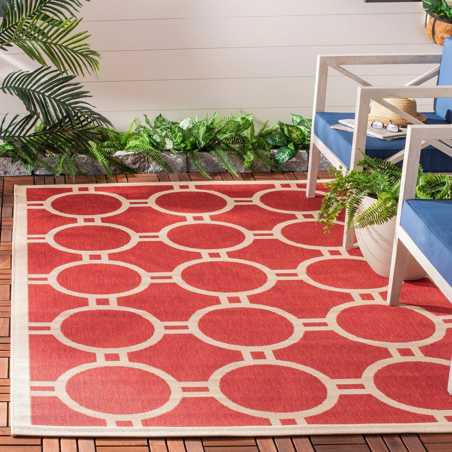 Tapis de jardin imperméable SAFAVIEH Courtyard Nira pour intérieur/extérieur