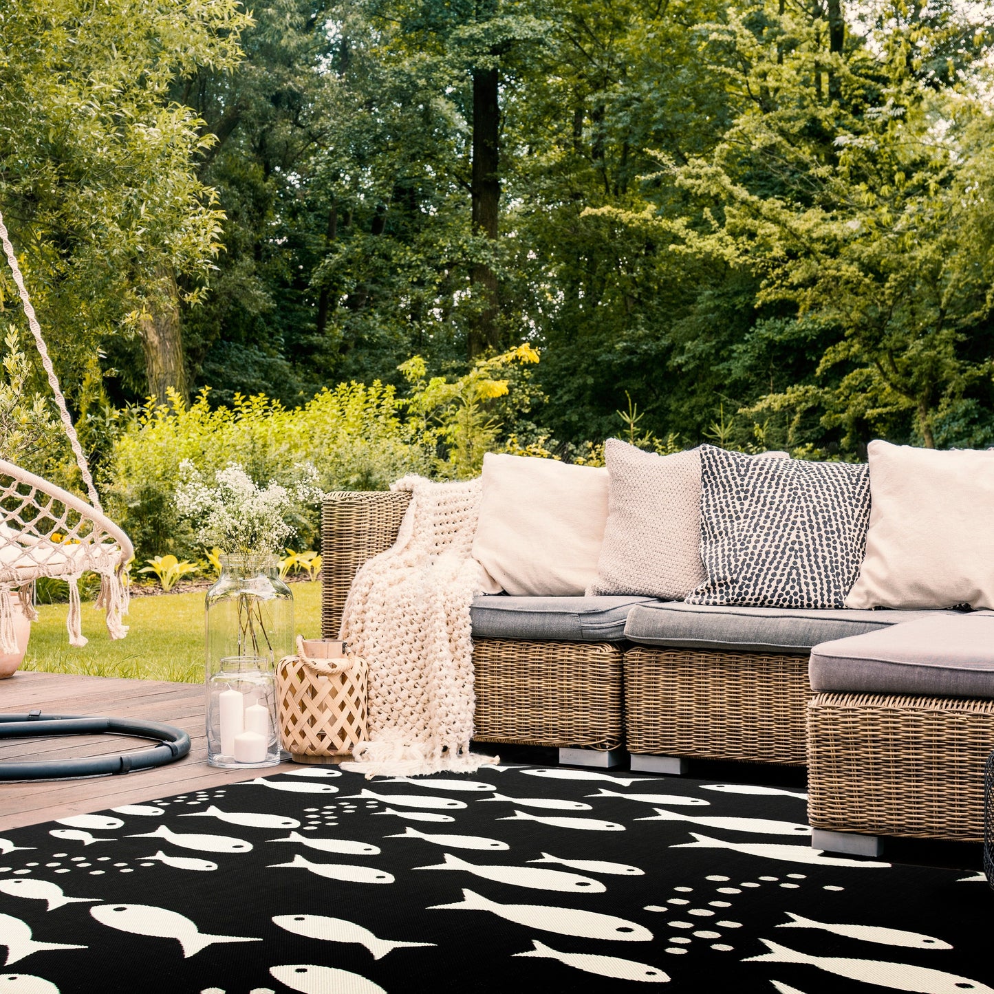 Tapis de jardin SAFAVIEH Courtyard Ragne pour intérieur/extérieur, imperméable, terrasse ou jardin.