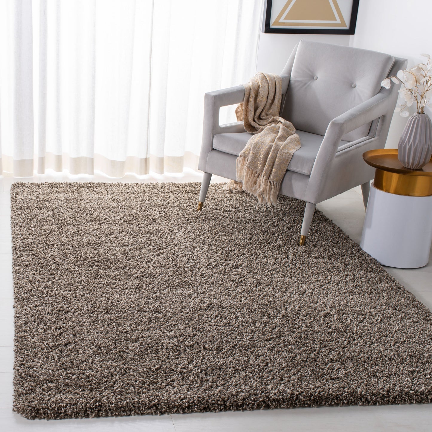 Tapis SAFAVIEH Evolution Shag Fransien uni de 4,6 cm d'épaisseur