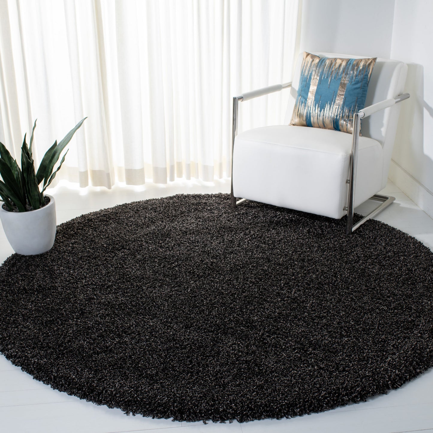 Tapis SAFAVIEH Evolution Shag Fransien uni de 4,6 cm d'épaisseur