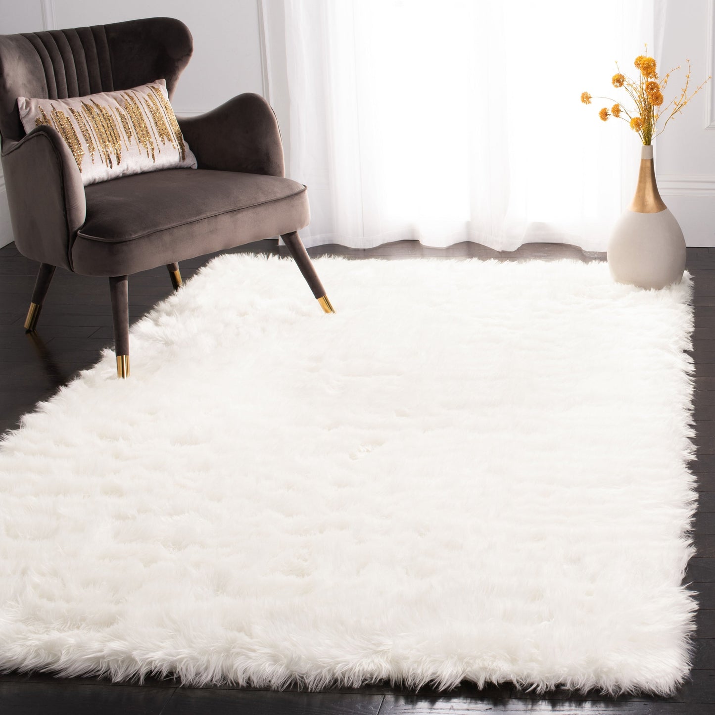 Tapis SAFAVIEH en fausse peau de mouton soyeuse, épaisseur 6 cm