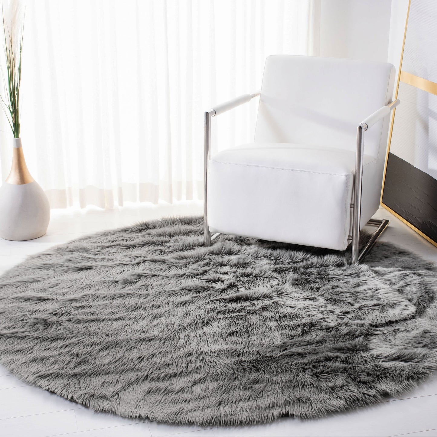 Tapis SAFAVIEH en fausse peau de mouton soyeuse, épaisseur 6 cm