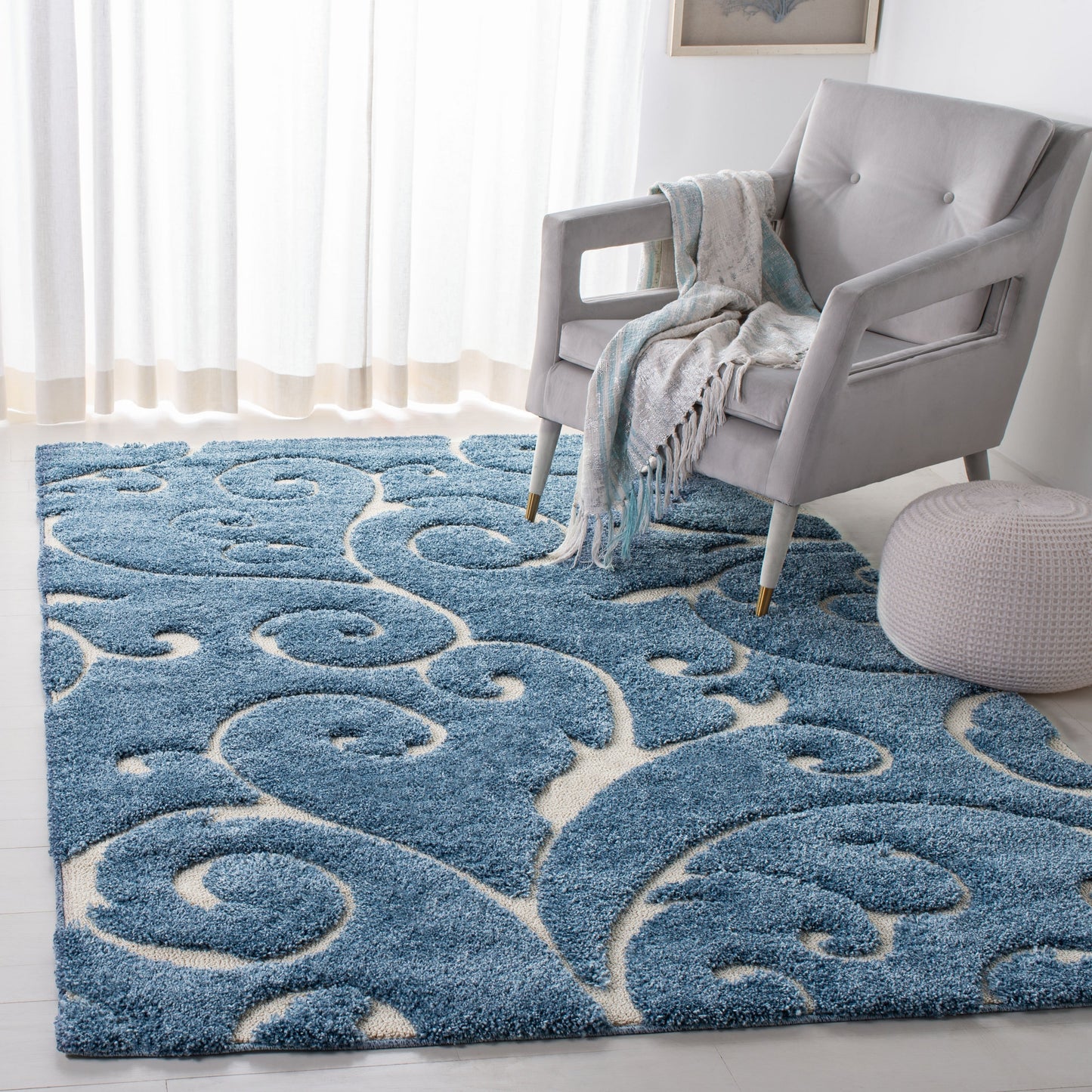 Tapis texturé SAFAVIEH Florida Ryung Shag Scroll de 3 cm d'épaisseur