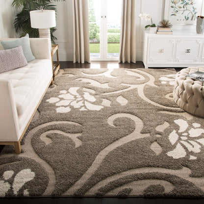 Tapis SAFAVIEH Florida Shag Ariette à motif floral et volutes, d'une épaisseur de 3 cm (1,2 pouce).