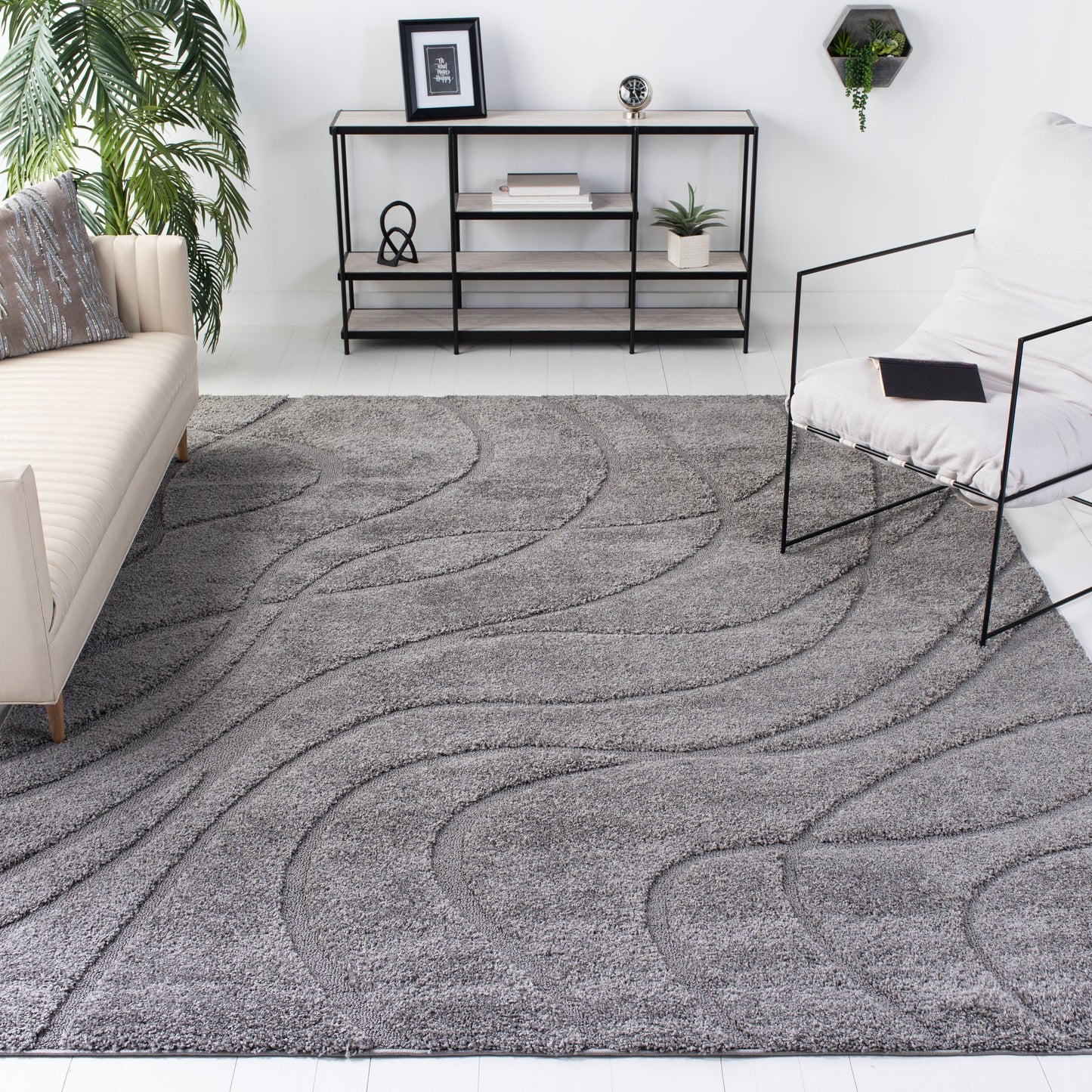 Tapis SAFAVIEH Florida Shag Staka Abstract Waves de 3 cm d'épaisseur