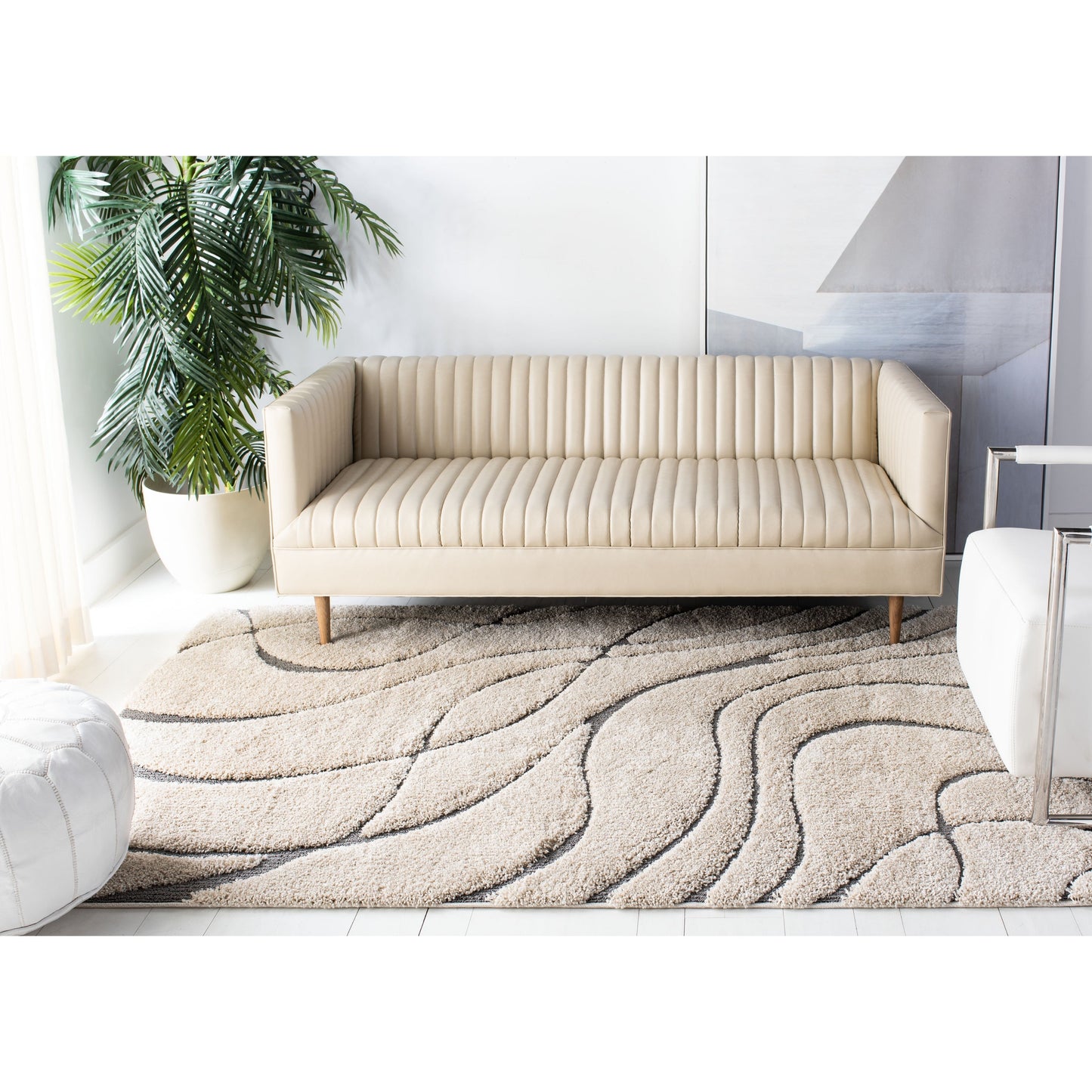 Tapis SAFAVIEH Florida Shag Staka Abstract Waves de 3 cm d'épaisseur