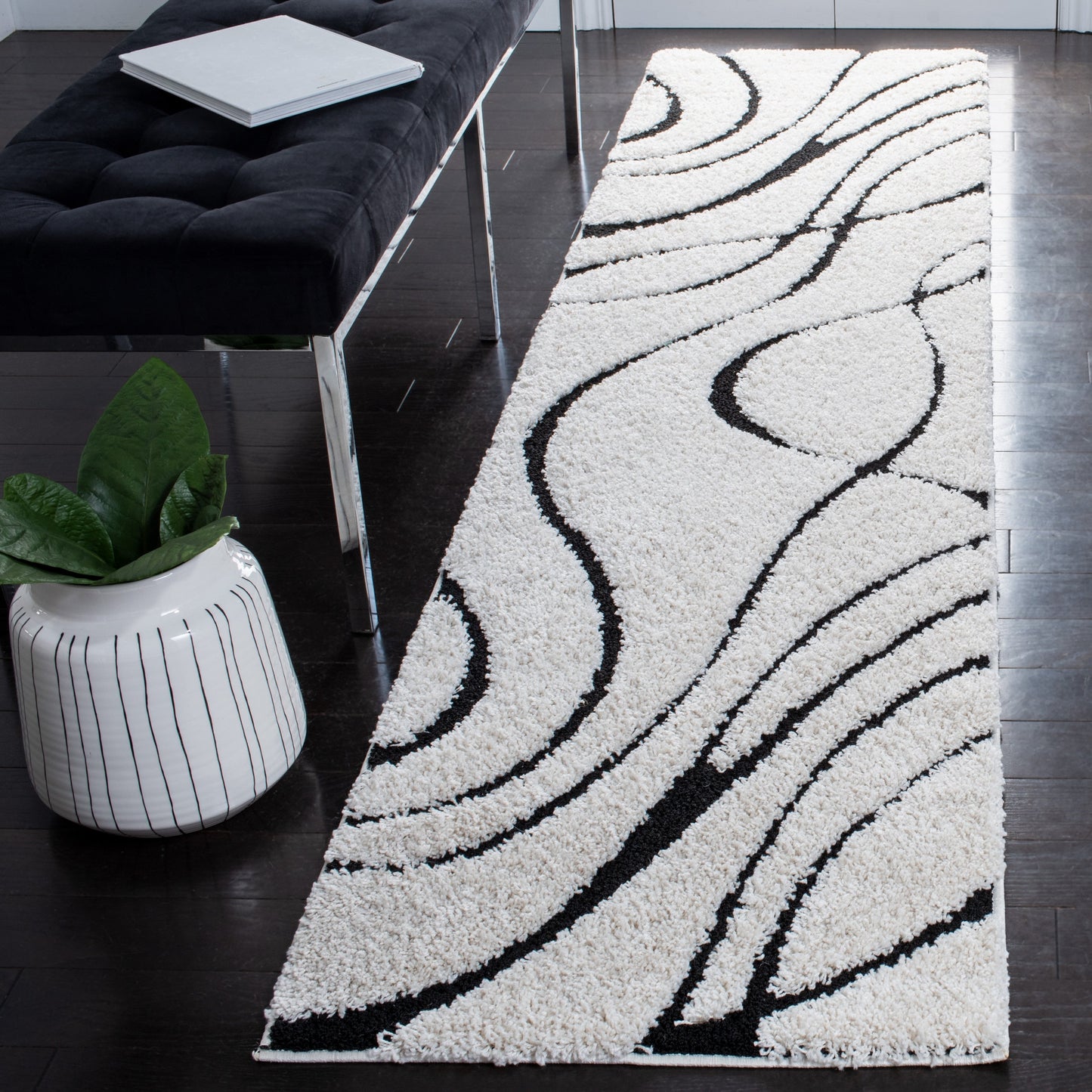 Tapis SAFAVIEH Florida Shag Staka Abstract Waves de 3 cm d'épaisseur