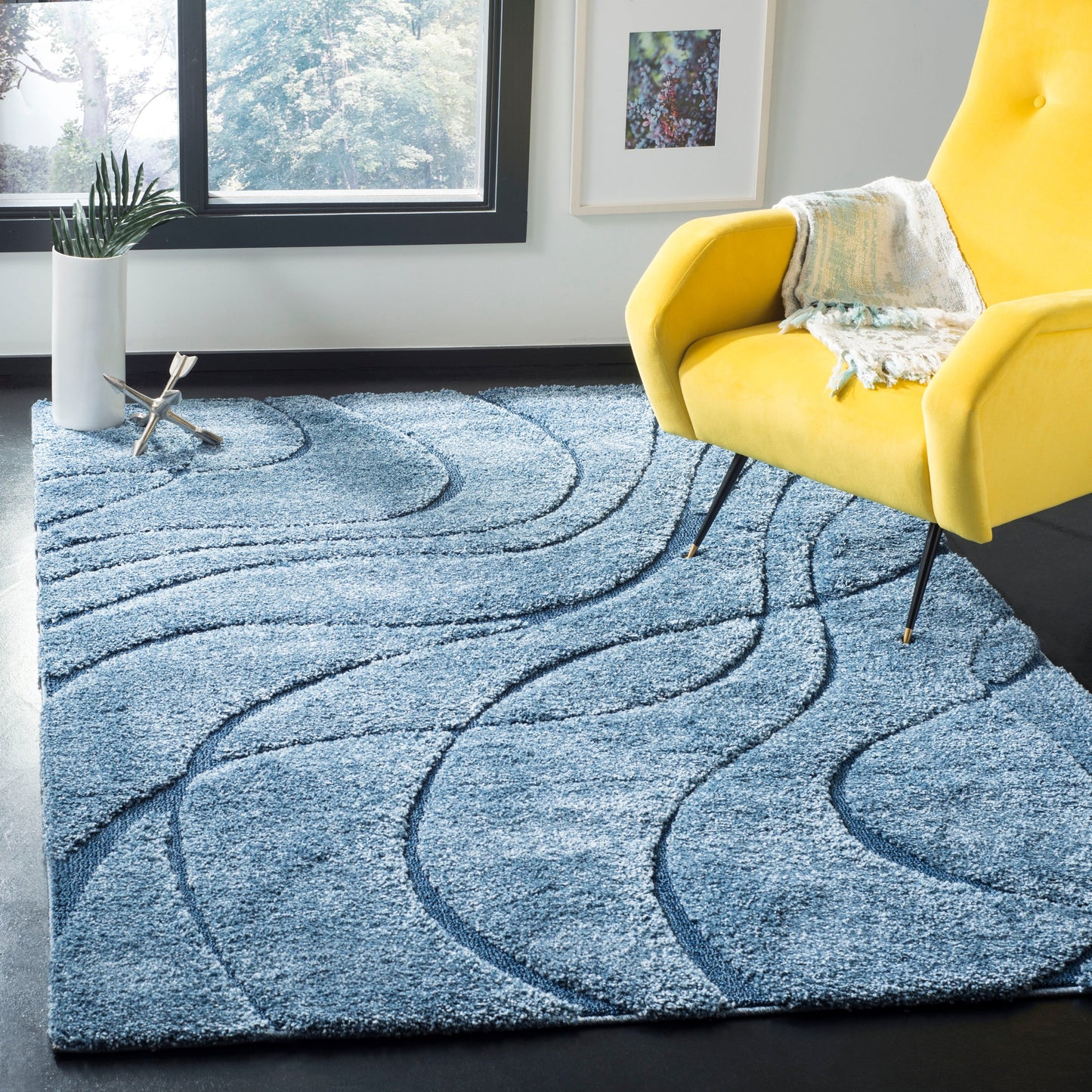 Tapis SAFAVIEH Florida Shag Staka Abstract Waves de 3 cm d'épaisseur
