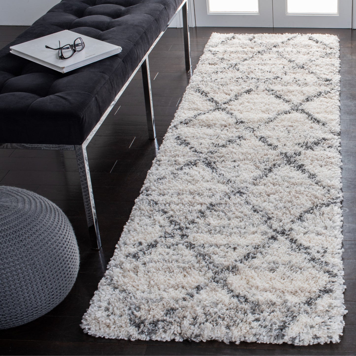 Tapis SAFAVIEH Fontana Shag Marye Modern Trellis de 5 cm d'épaisseur
