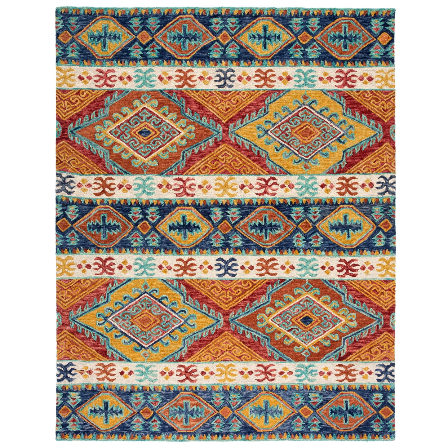 SAFAVIEH Tapis tribal en laine Aspen Geesche Boho fait à la main