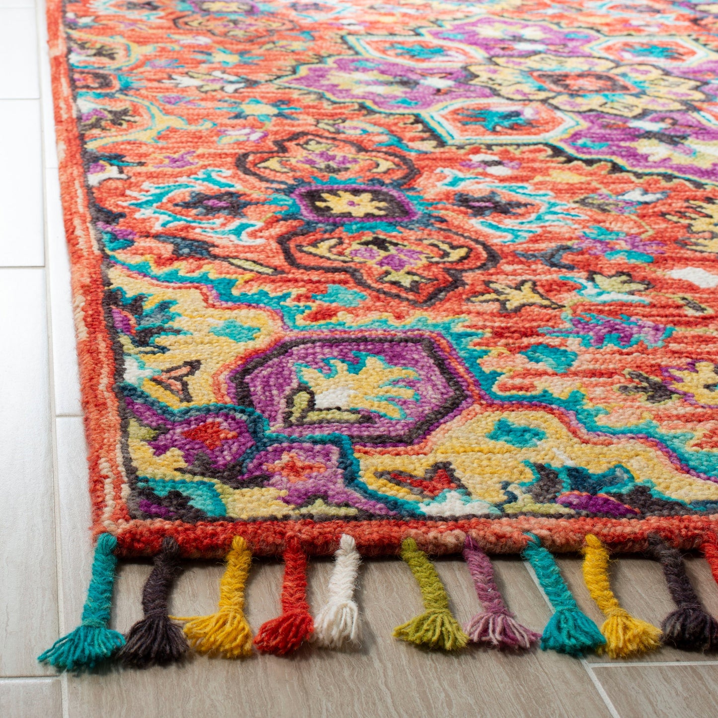 Tapis SAFAVIEH fait main en laine Aspen Irmingard Boho Tribal à médaillon