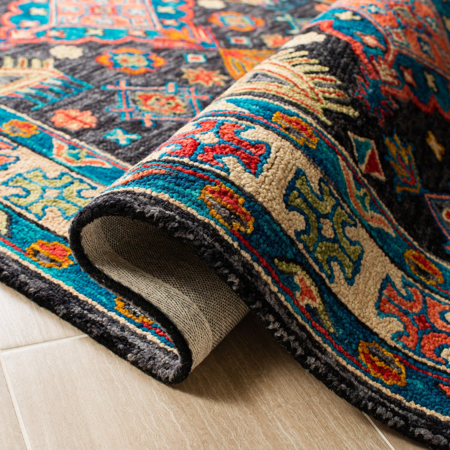 SAFAVIEH Tapis en laine bohème Aspen Sigur镁ora fait à la main