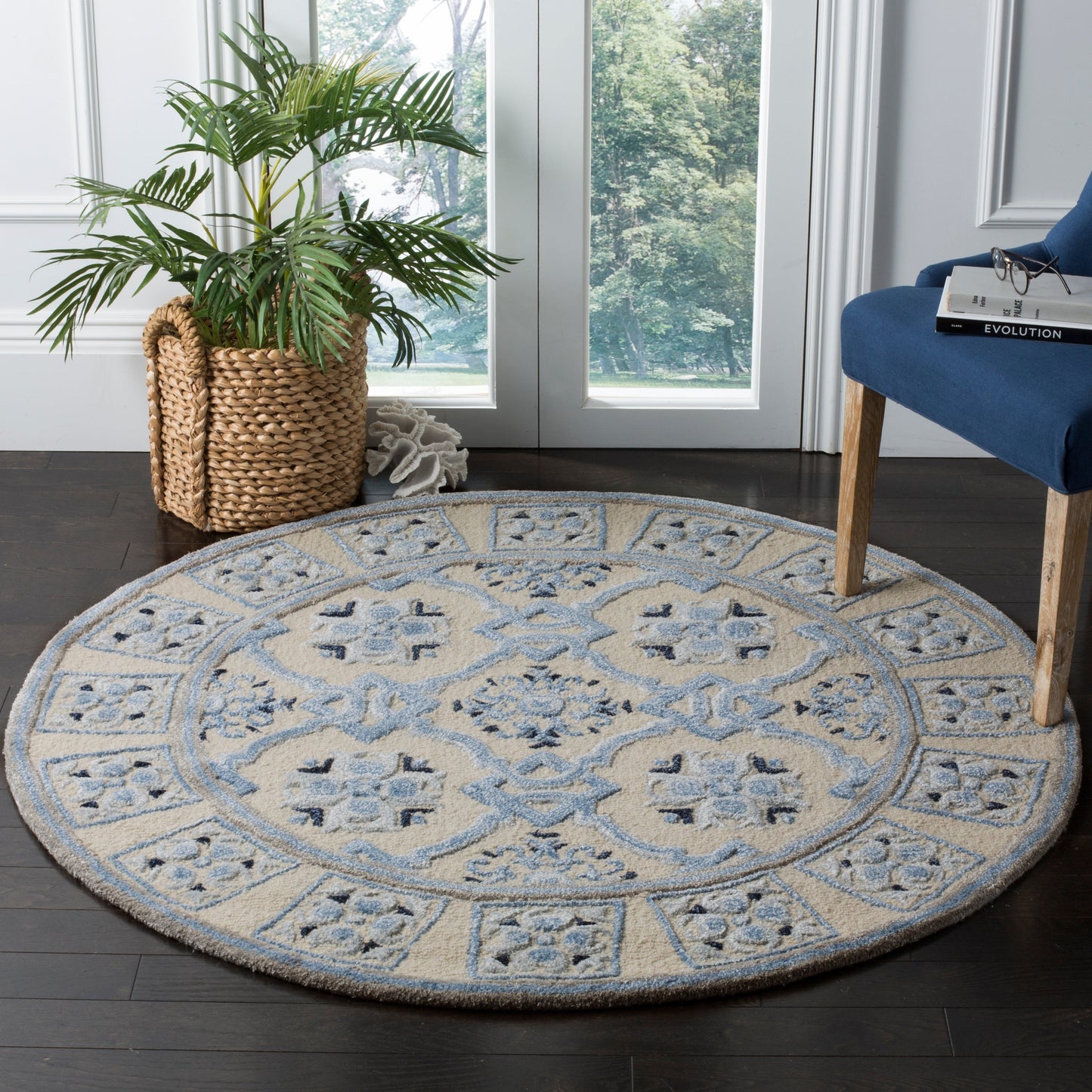 Tapis en laine Bella Rodica moderne à motif floral fait main SAFAVIEH