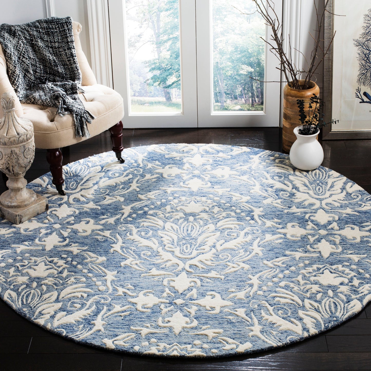 Tapis en laine moderne à motif floral Ambroisine fait main SAFAVIEH