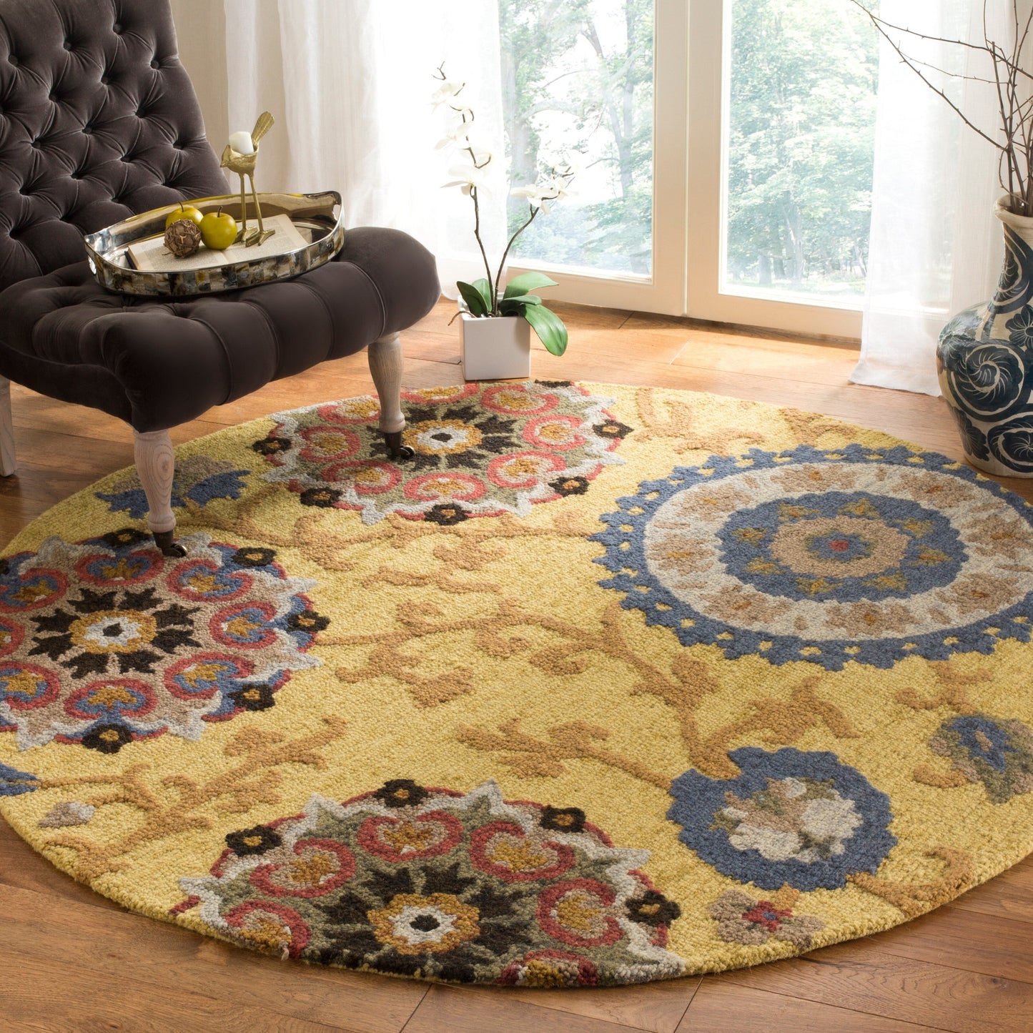 Tapis en laine moderne à motif floral Blossom Maaret, fait main par SAFAVIEH