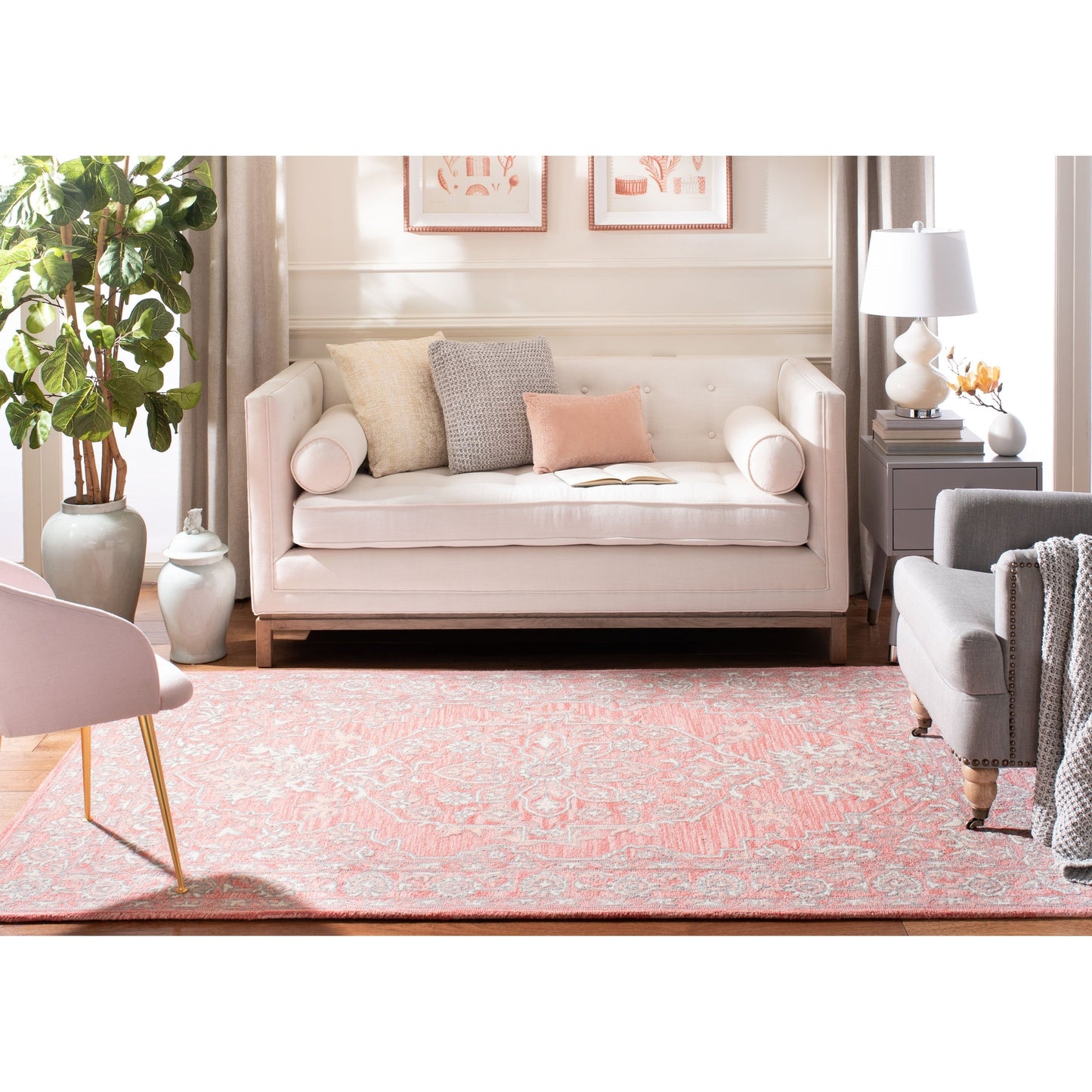 Tapis en laine moderne à motif floral Blossom Maaret, fait main par SAFAVIEH
