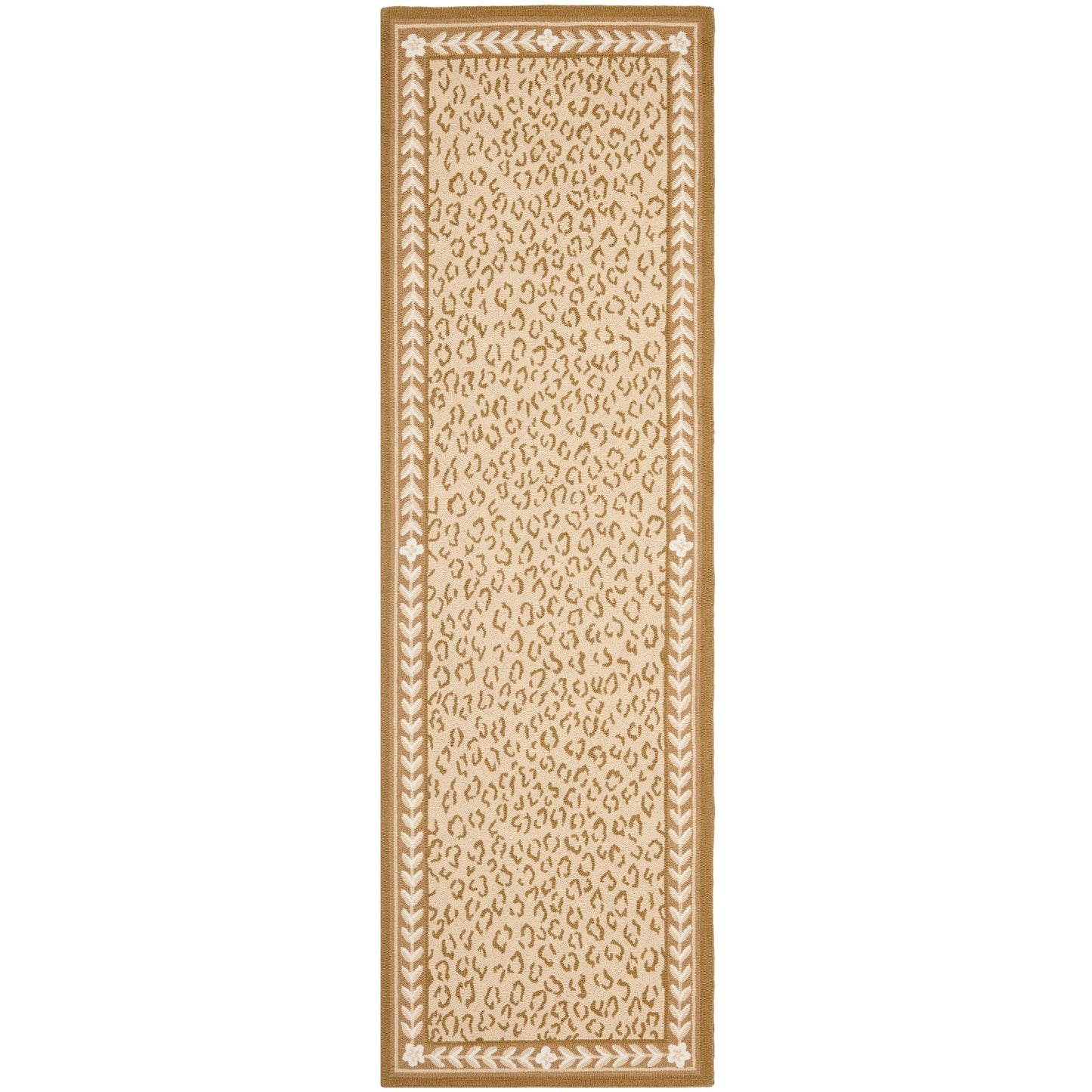 Tapis SAFAVIEH fait main Chelsea Solar Garden Leopard en laine de campagne française