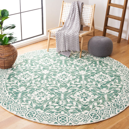 Tapis en laine Elvedina à motif floral, teint à la main par SAFAVIEH