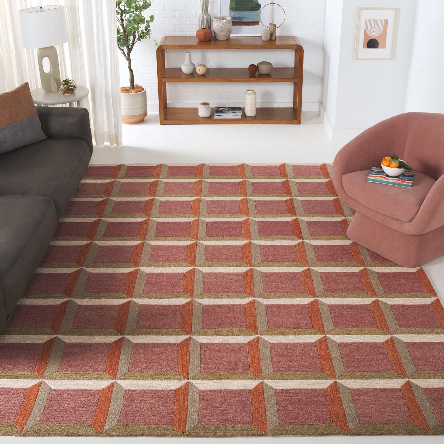 Tapis en laine SAFAVIEH fait main, style Hikariko, moderne du milieu du siècle