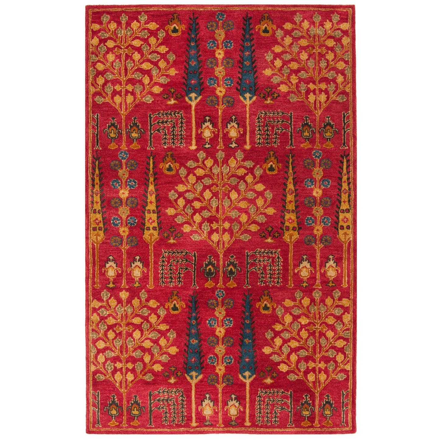 Tapis oriental traditionnel en laine SAFAVIEH fait main, motif floral, style classique.
