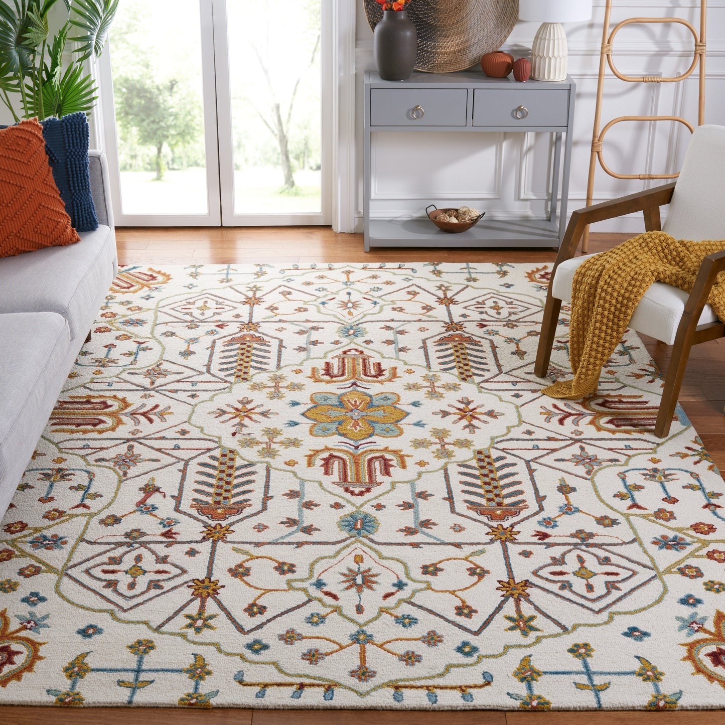 Tapis en laine à motif floral Snjolaug fait main SAFAVIEH Heritage