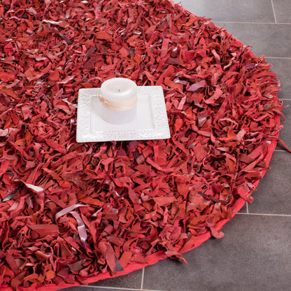 Tapis décoratif moderne SAFAVIEH en cuir shaggy fait main Doinita