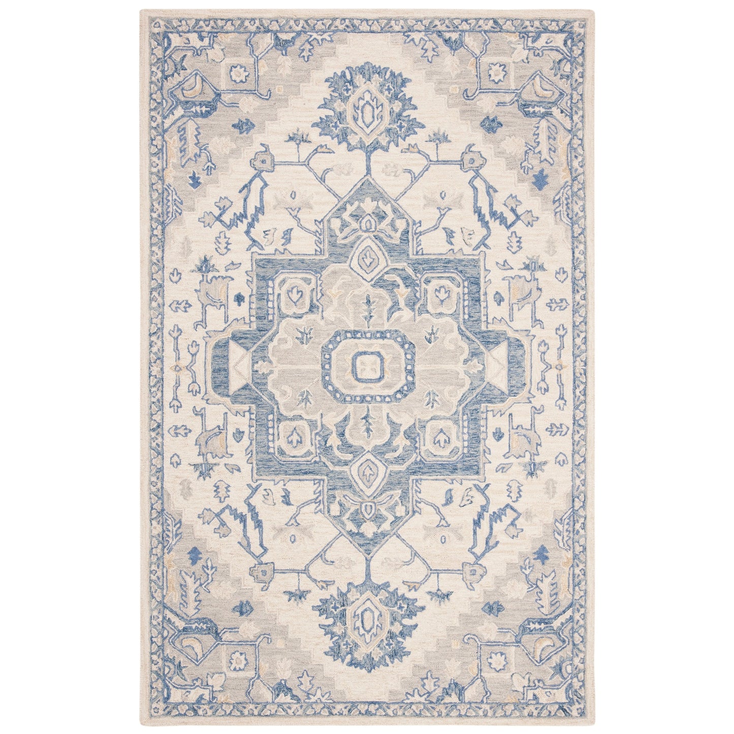 Tapis en laine SAFAVIEH à micro-boucles, motif médaillon Gulseven, fait main