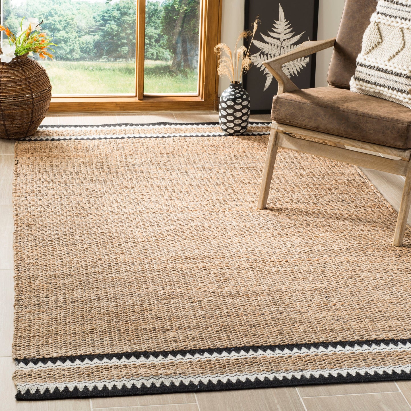 Tapis en jute bohème Jokelien en fibres naturelles fait main SAFAVIEH