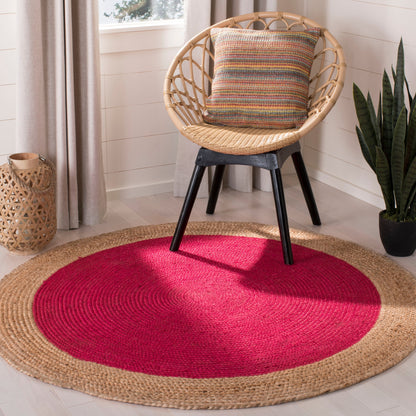 Tapis rond en jute à bordure Jolette en fibres naturelles fait main SAFAVIEH