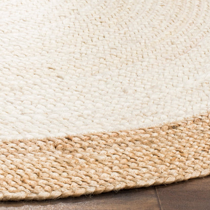 Tapis rond en jute à bordure Jolette en fibres naturelles fait main SAFAVIEH