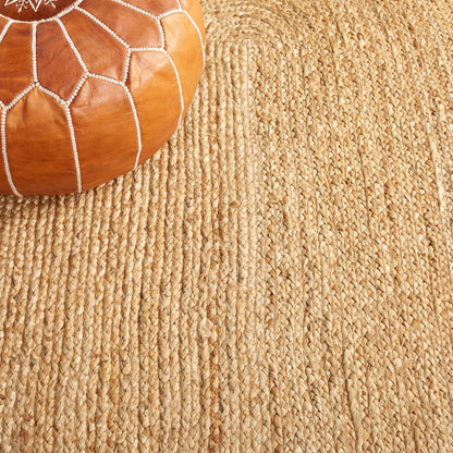 Tapis rond en jute à bordure Jolette en fibres naturelles fait main SAFAVIEH