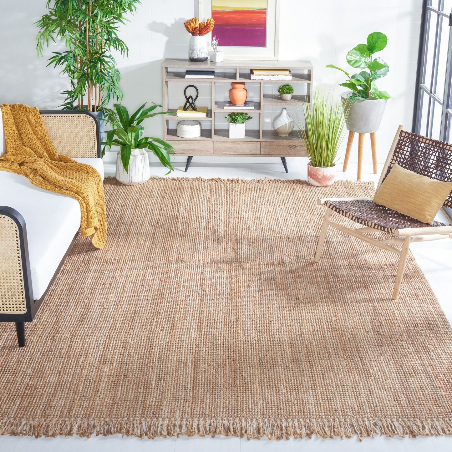 Tapis SAFAVIEH Mirnesa en jute naturel fait main avec franges