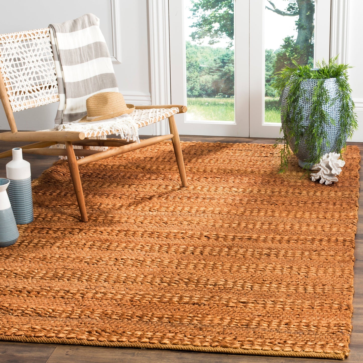 SAFAVIEH Tapis en jute Zaniyah en fibre naturelle fait à la main