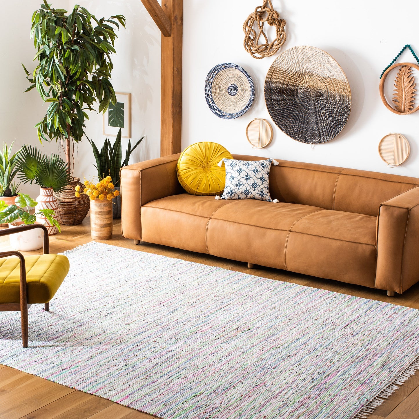 Tapis en coton à rayures fines fait main SAFAVIEH